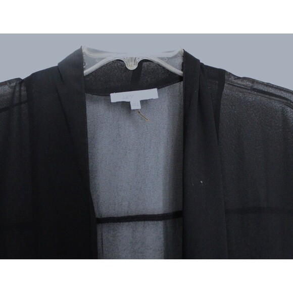 Vintage Lucy Paris Fringed Vest Woman's Size L Floral Appliques Sheer Black - Picture 3 of 4